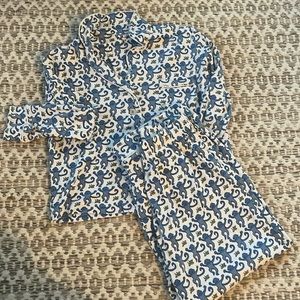 Roller Rabbit blue monkey long sleeve polo pajamas